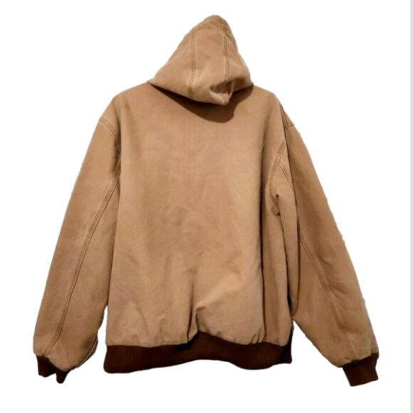 Carhartt J140 Duck Canvas Hooded Quilt Lined Heavy Work Zip Jacket Coat - Picture 2 of 16